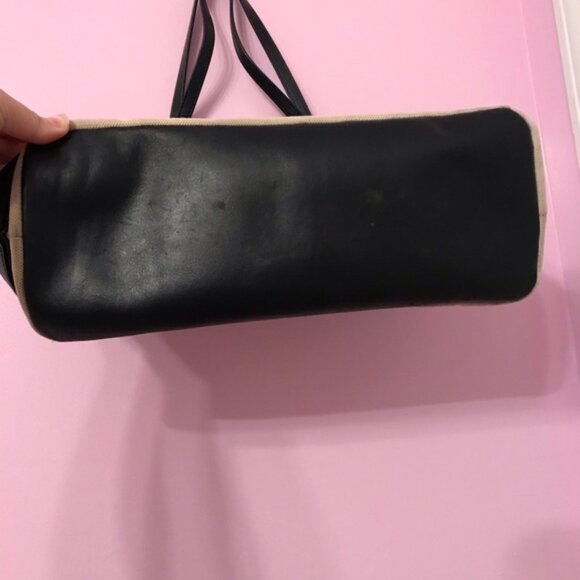 Tory Burch Black and Cream Canvas Market Tote Bag - Picture 2 of 10